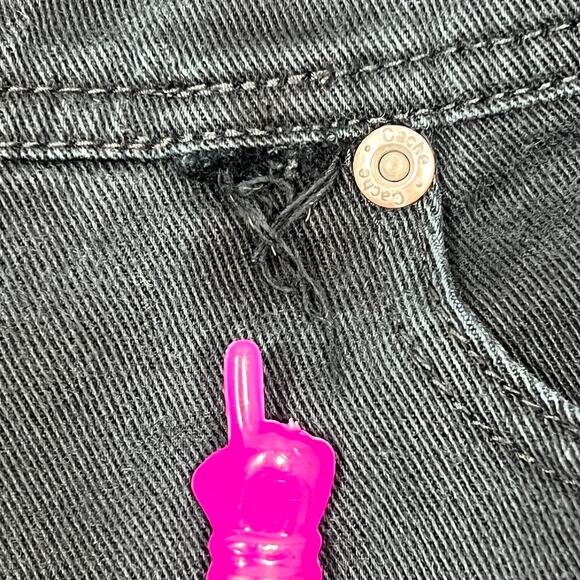 Cache Y2K Low-Rise Bootcut Jeans Sz 8 Black Cropped Wide-Leg Bling Pockets FADED - Picture 7 of 15